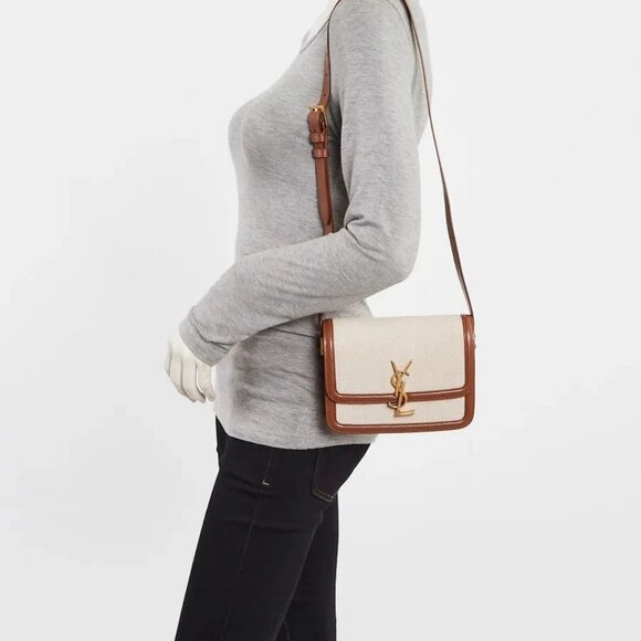 Yves Saint Laurent Natural/Brown Canvas Leather Small Solferino Satchel Bag - Picture 7 of 10